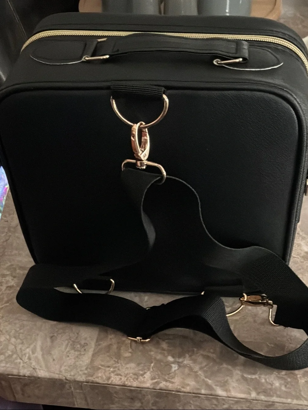 Black Crossbody Travel Cosmetics Jewelry Box Style Bag